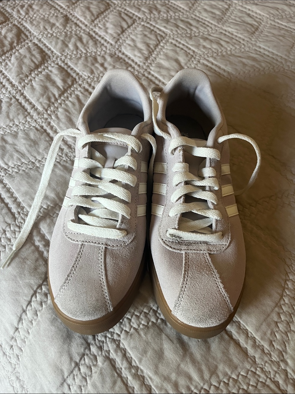 adidas Light Pink Suede Athletic Shoes with Gum Sole